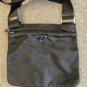 Authentic Prada nylon crossbody bag in black